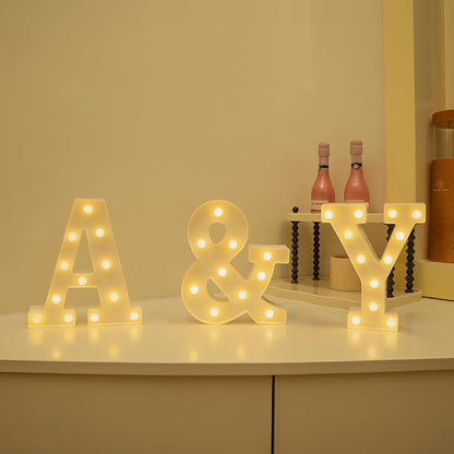 Foaky LED Letter Lights Sign Marquee Light Up Letters Sign for Night Light Wedding/Birthday Party Battery Powered Christmas Lamp Home Bar Decoration(&)