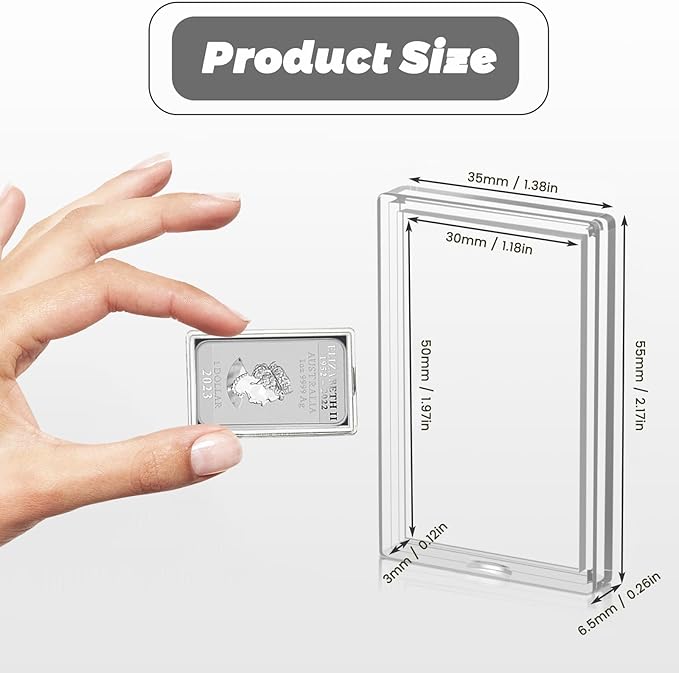 Silver Bar Case - 20 Pcs Acrylic Storage Containers for 1 Oz Silver Bars