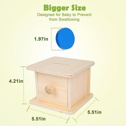 Adena Montessori Infant Toddlers Coin Box Montessori Toys for 6-12 Months Babies 1 Year 2 Year Old (Typical Coin Box)
