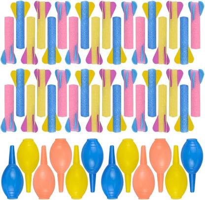 ArtCreativity Foam Rocket Launchers, 36 Rockets and 12 Squeeze Launchers, Assorted Colors, High Flying, Fun Summer Outdoor, Birthday, Great Goodie Bag Filler, Party Favors Prizes, Easter Toys for Kids