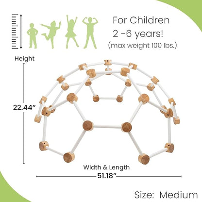 Little Partners Indoor Climbing Gym Active Play Equipment, Solid Wood Montessori Space Dome Climber for Toddlers 2-6 Years, Maximum 100 lb. Capacity, Medium
