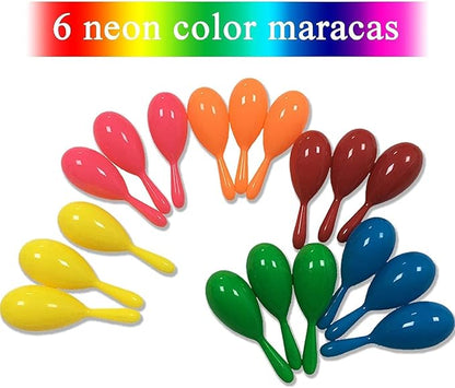 24pcs Mini Maracas for Kids Mexican Fiesta Party Favors Plastic Maraca Shakers Noisemaker for Cinco de Mayo Day of the Dead Fiesta Mexican Themed Birthday Christmas Party Supplies Kids Boys Girls