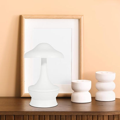 Mushroom Lamp Cordless Table Lamp - Room Decor Aesthetic Night Light for Night Stands and Desk Lamps - Fun and Energy- Night Light with USB Charging Port - Soft Indoor Lighting for Kids (White)