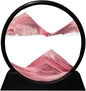 Aoderun Moving Sand Art Picture Round Glass 3D Deep Sea Sandscape in Motion Display Flowing Sand Frame Relaxing Desktop Home Office Work Decor (7", Pink)