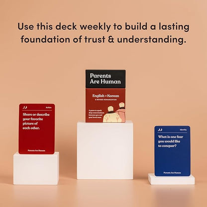 Parents Are Human, Relationship Cards, Get to Know Each Other Better, Parents, Families, Teens & Kids Relationship Building, Light & Deep Questions, 70 Questions & Activity Cards, English + Korean