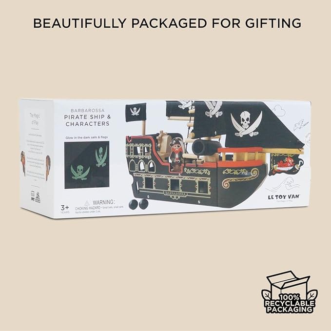 Le Toy Van Barbarossa Pirate Ship Set Premium Wooden Toys for Kids Ages 3 years & Up