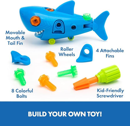 Educational Insights Design & Drill® Shark - Take Apart Toy, 13 Pieces, Kid-Friendly Screwdriver, Toddler STEM Toy, Gift for Ages 3+