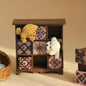 1:12 Scale Wooden Dollhouse Furniture Chest of Drawers 3x3 Grid 9-Drawer- Miniature Chest of Drawers with Hand-Painted Bohemian Persian Florals Gift for 3+ (Dark Brown)