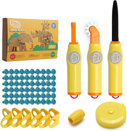 Cardboard Craft Tools For Kids-childrens cartons cutting，Cardboard Construction Tool Kit for Family And Classroom DIY Creativity Projects,71PCS STEM Educational Toy Birthday Gift for Boys Girls 6+