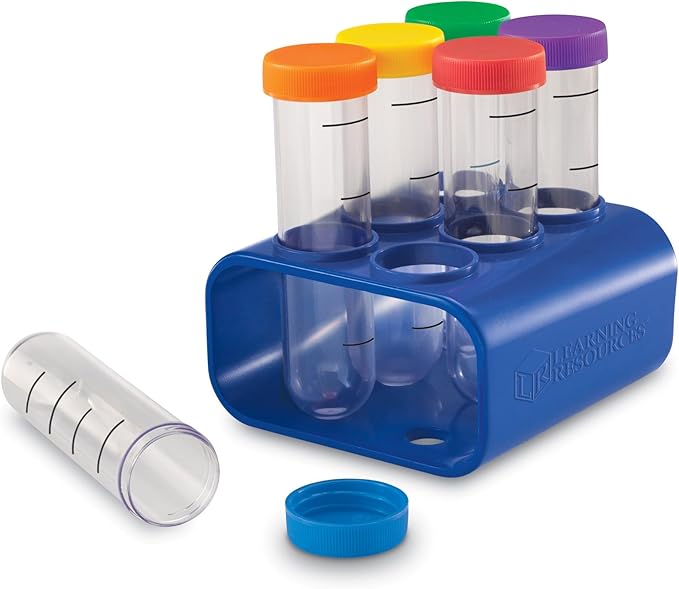 Learning Resources Primary Science Jumbo Test Tubes with Stand, Set of 6 Tubes, Ages 3+