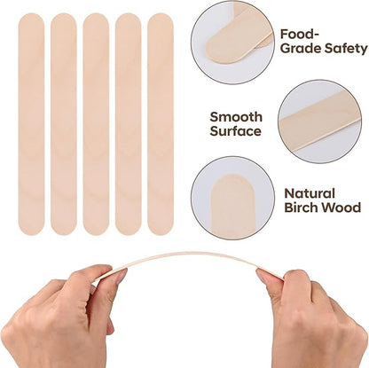 8" Jumbo Popsicle Sticks - 100 Pcs Multicolor Extra Large Natural Wood Craft Sticks,Jumbo Sticks for Tongue Depressors,Waxing,Craft Project,DIY Classroom Crafts,Woodcraft (Wood,Rainbow)