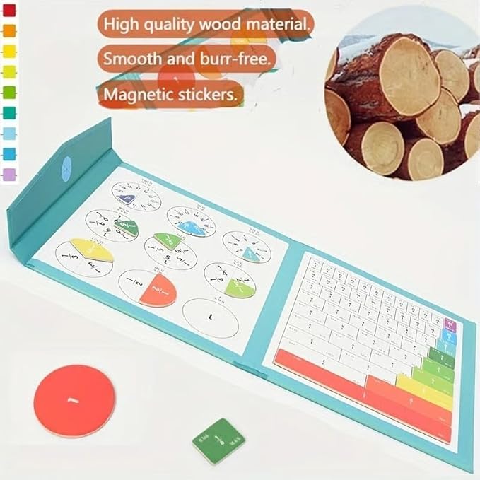 Magnetic Fraction Demonstration Book, Magnetic Fraction Book, Magnetic Fraction Tiles, Magnetic Fraction Disc Set, Math Manipulatives for Elementary School (2set)