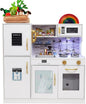 Kids Children Pretend Toy for Babies, Kitchen Playset & Play Kitchen Toy Set with Light, Sink with Faucet, Oven, Microwave, Kitchenware Set Accessories for Ages 3-8 Girls Boys