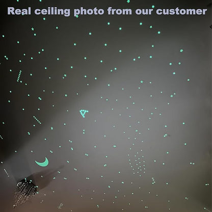 Glow in The Dark Stars Decals Decor for Ceiling 633 Pcs Realistic 3D Stickers Starry Sky Shining Decoration Perfect for Kids Bedroom Bedding Room Gifts