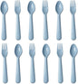 12 Pcs Plastic Toddler Utensils Set 6 Kids Forks and 6 Kids Spoons BPA Free/Dishwasher Safe Toddler Silverware Brightly Colored Kid Plastic Cutlery Set-Blue