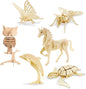 Georgie Porgy 3D Wooden Puzzles for Kids Toys Construction Woodcraft Kits DIY Model Puzzle Kits Birthday Gifts Pack of 6 (Bee Owl Butterfly Unicorn Sea Turtle Dolphin)