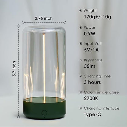 AUGE LIGHT Minimalist Desk Lamp, Rechargeable Cordless LED Lamp with 3 Dimming Modes, Small Desk Lamp for Restaurant Bedroom Bar Coffee Shop Desk Decer Dark Green