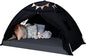 Sumbababy Twin Size Bed Canopy: Lights & Flags Indoor Floor Bed Kids Tent Playhouse - Portable & Foldable Twin Bunk Curtains - Girls & Boys Bedroom Privacy Space Blackout Tents Slumber Gifts (Black)