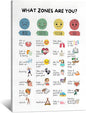 Zones Of Regulation Wall Art Management Emotions Chart Self Regulation Feelings poster Calm Down Corner Classroom Decorations for Kids Room Classroom Wall Decor 16x24in Framed