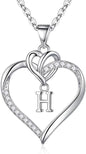 STORUP Heart Initial Necklaces for Women Girls, 14K Gold Plated Cubic Zirconia Heart Initial A-Z Pendant Necklace Dainty Heart Necklaces for Women Teen Girl Jewelry Birthday Gifts
