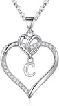 STORUP Heart Initial Necklaces for Women Girls, 14K Gold Plated Cubic Zirconia Heart Initial A-Z Pendant Necklace Dainty Heart Necklaces for Women Teen Girl Jewelry Birthday Gifts