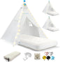 3 Pack Teepee Tent for Kids with Inflatable Airbed, Light, Toddler Tent Children Room Tents, Slumber Party Sleepover Tents, Indoor Outdoor Kids Playtent Playhouse for Girls & Boys