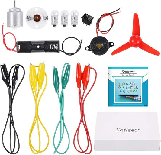 Sntieecr Electric Circuit Motor Kit, Dc Motor Kit with Small Electric Motor, Electric Circuit Kit for Kids, Educational Montessori Learning Kits for Kids DIY STEM Science Project
