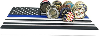Glamtune 6 Row Coin Holder American Flag Display Stand Thin Blue Line Military Challenge Coin Case