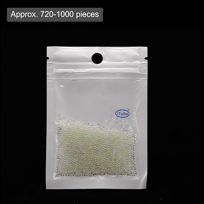 Iridescent Glass Tiny Bubble Beads, 1.0-1.5mm 10g No Hole Micro Mini Round White Transparent Water Droplets Beads - Applications: for Resin Filler, Nail Art, Dollhouse Bath Tub