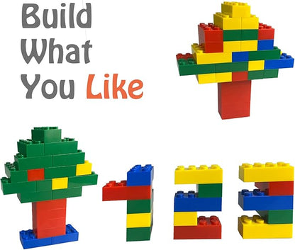 500 Piece Classic Building Bricks, 2x4 Bulk Bricks STEM Creative Building Toys, Red, Yellow, Blue, Green(Samll Bricks, 1.25x0.62x0.47 in)