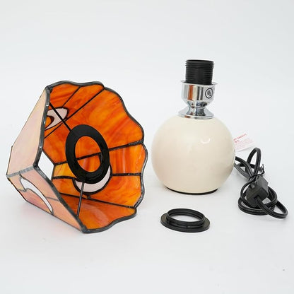 Mushroom Lamp Tiffany Stained Glass Moon lamp Cute Small Bedside Table Lamps for Living Room Home Decor,Girls Women Birthday Christmas Thanksgiving Day Gift,Orange