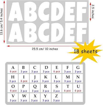 Bemeol Bulletin Board Letters 216 Pcs 2.5 Inch Alphabet Letter Stickers Self-Adhesive Letters for Poster Board Classroom Crafts Home Decor(White)