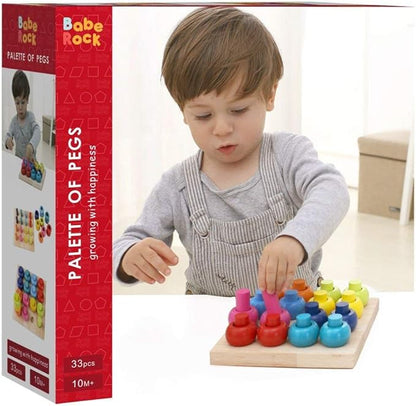 Wooden Color Sorting Stacking Rings Board Educational Learning Counting Toys Puzzle Games for 1 Year Old Preschool Kids Children Gift