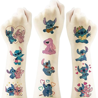 20 Sheets Stitch Temporary Tattoos Birthday Themed Party Supplies Decoration Favors Cartoon Cute Sticker for Kids Boys Home Activity Class Prizes Carnival Christmas Rewards