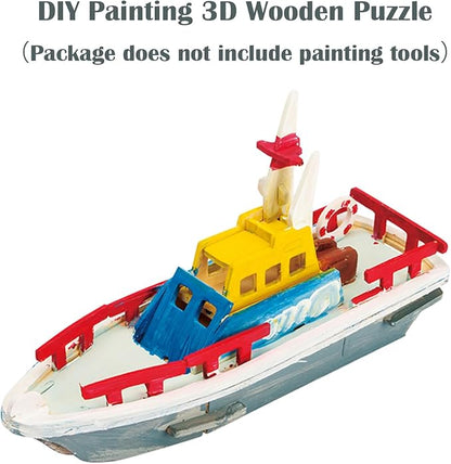 Georgie Porgy 3D Wooden Puzzles for Kids Toys Construction Woodcraft Kits DIY Model Puzzle Kits Birthday Gifts Pack of 3 (Biplane Off-Road Vehicle Yacht)