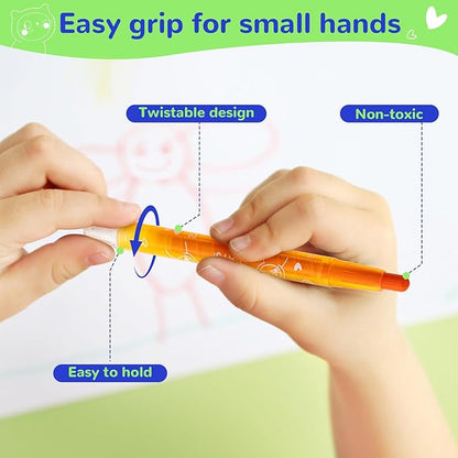 M&G 48 Pcs Twist Crayons 48 colors Twist Gel Crayons for Kids Toddlers,Non-Toxic Crayons Set for Toddlers Children Coloring, Ideal for Paper Gass