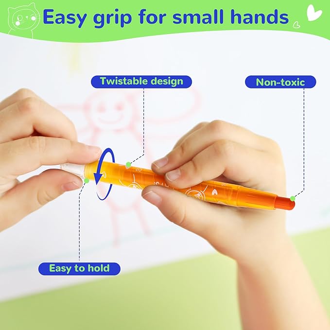 M&G 36 Colors Twist Gel Crayons for Kids Toddlers,Non-Toxic Watercolor Rainbow Crayons for Glass and Paper with Clear Plastic Crayon Case,Twist-Up Gel Crayon Set