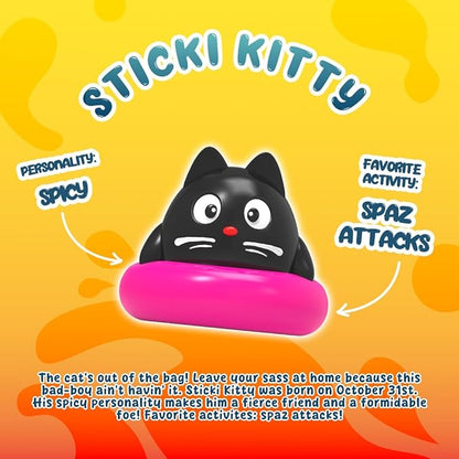 Goonameez Hand-Held Sensory Toy With Floating Characters - Mesmerizing Water Mix Fidget - Collect All 6 Unique Shapes for Squishy Fun, Perfect Travel! (Sticki Kitty)