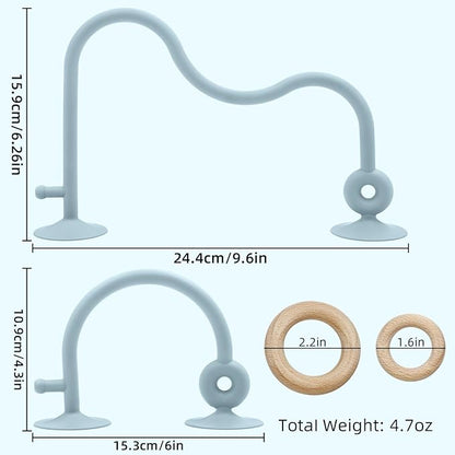 Baby Sensory High Chair Suction Toys for Infant Toddlers 6 12 18 24 Months, Food Grade Silicone String with Oak Loop Montessori Educational Parent-Child Baby Bath Toy (Blue)