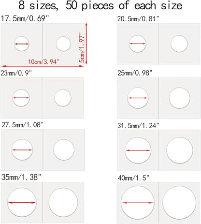 400 PCS Cardboard Coin Flips with 20 Sheets Coin Pocket Pages, 8 Assorted Sizes 2" x 2" Cardboard Coin Holders Coin Flips Coin Collection Supplies for Dime, Dollars, Penny, Quarter, Nickels Collecting