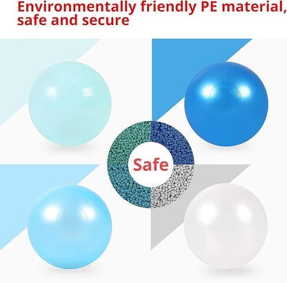 Ball Pit Balls Pack of 100 200 500 - Star and Round Set BPA Free Phthalate Free Non-Toxic Crush Proof Play Balls Soft Plastic Balls for Toddlers Baby Kids Birthday Pool Tent Party
