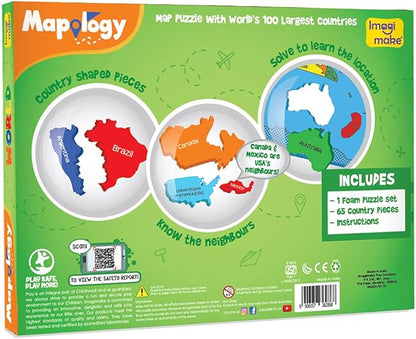 Imagimake Mapology World Map Puzzle | Educational Toys for Kids 5-7 | Puzzles for Kids Ages 4-8 | Map of The World | 6 Year Old Boy Gifts & Girl Gifts