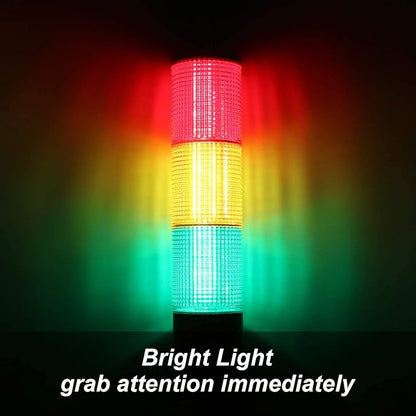 12V LED Tower Stack Lights, Industrial Warning Signal Lights Tower Lamps, Facility Safety Signal Indicator, LED Andon Light (DC 12V/2 Layers/No Sound)