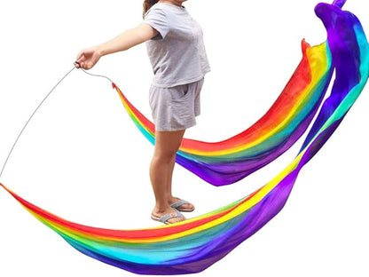 KIKIGOAL 2pcs 2.5x0.9M/98.43"x35.43" Multi-Color Dance Silk Veil Poi