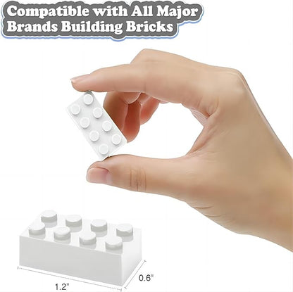 Classic Building Bricks 2x4, Compatible with Lego Parts and Pieces 3001, 110 Piece Bulk Building Block, Creative Building Block for Age 6+ Boys Girls and Bulk Enthusiast (White)