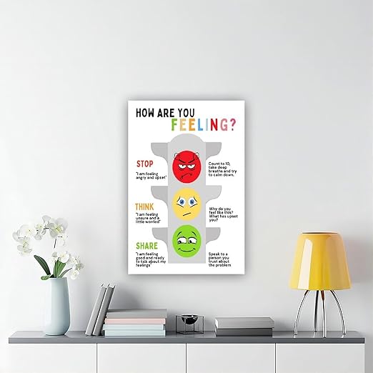 XIANF Self Regulation Traffic Lights Management Classroom Poster, Social Emotional Learning, Feelings Emotions Canvas Poster for Classroom School Therapy Room Unframe:16x24inch(40x60cm)