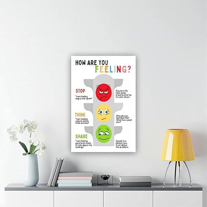 XIANF Self Regulation Traffic Lights Management Classroom Poster, Social Emotional Learning, Feelings Emotions Canvas Poster for Classroom School Therapy Room Unframe:16x24inch(40x60cm)