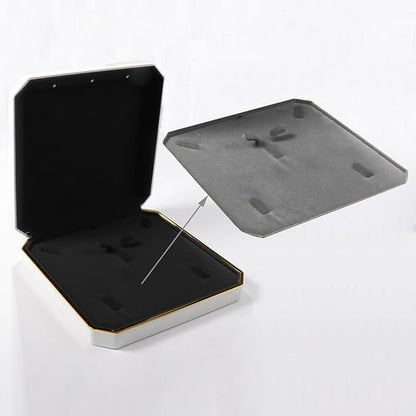 HSLFUAI Necklace Box with Led,Jewelry Box for Necklace, Large Necklace Box,Jewelry Gift Box for Wedding, Birthday, Valentine' Day, Mother'S Day, Christmas,Black Velvet Interior Necklace Organizer