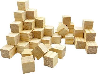 Wooden Cubes,Pack of 100 Unfinished Wood Blocks for Crafting,3/4inch Wood Square Blocks for Crafts Making & DIY Projects & Decor