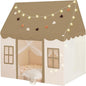 Play Tent with Mat, Star Light Large Kids Playhouse with Windows Easy to Wash, Indoor and Outdoor Play Tents for Kids, Little Dove Toys for Girls, Boys, 47x40x52 (Brown Playhouse, Large Size)